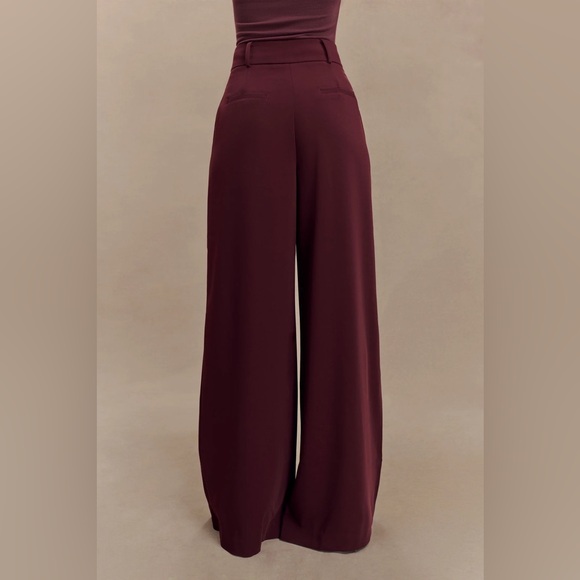 NWT Jacqueline Pleated Wide Leg Pants Mahogany - Picture 3 of 12